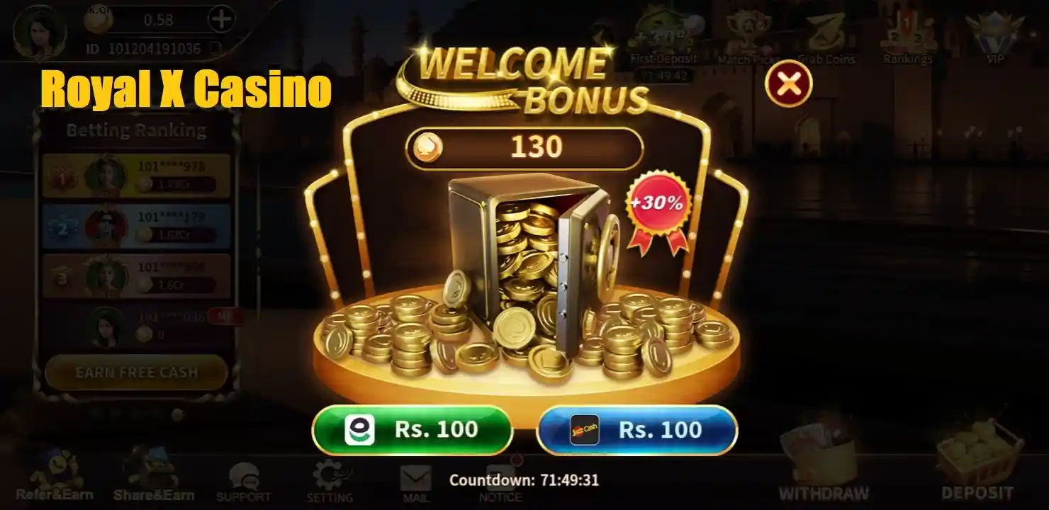 Royal X Casino Welcome Bonus