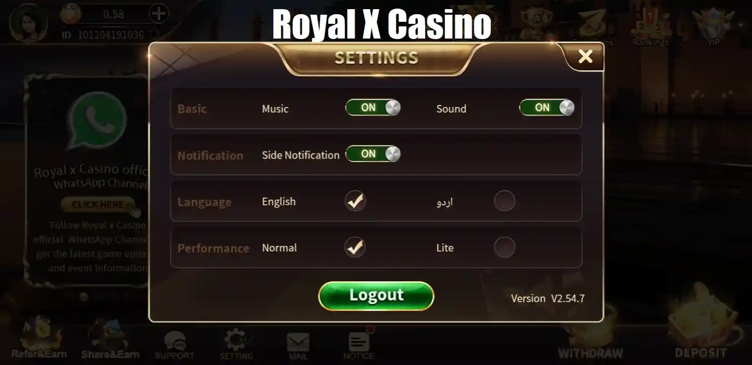 Royal X Casino Setting